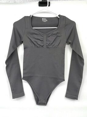 HYZ NWOT gray compression long sleeve athletic bodysuit